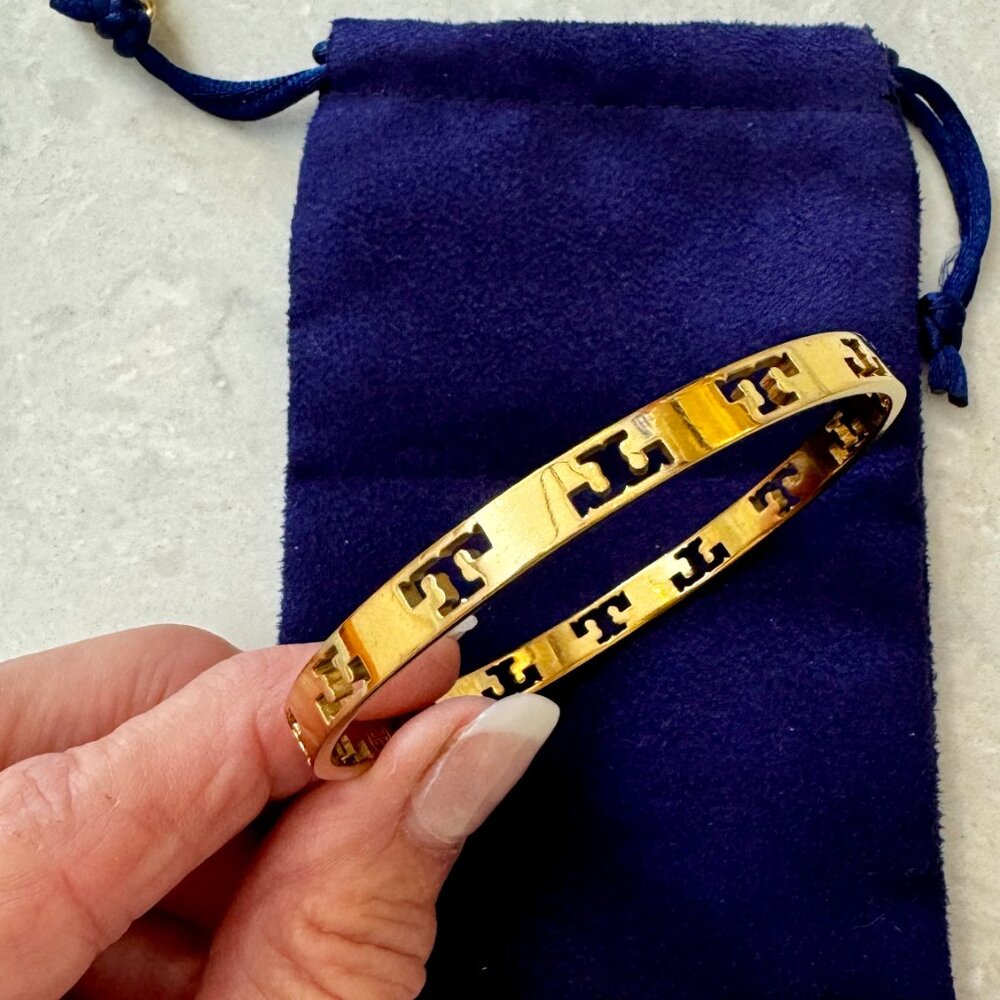 Tory Burch Gold Pierced T Cuff Women's Designer Bracelet